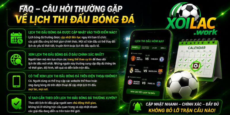 Câu hỏi thường gặp về lịch thi đấu bóng đá